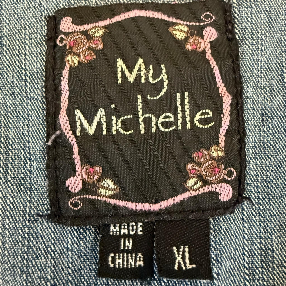 Women's My Michelle Denim Jacket XL Blue Floral - Picture 4 of 7